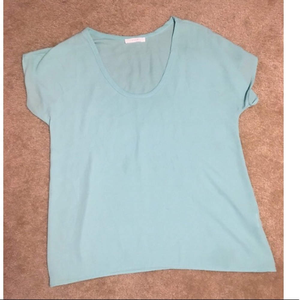 Blue/green, rounded neck blouse